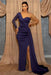One Shoulder Sky Blue Sequin Evening Dress with Split - Prom Dresses