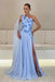 One-Shoulder Sleeveless Chiffon Evening Dresses Long with Side Slit - Prom Dresses