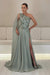 One-Shoulder Sleeveless Chiffon Evening Dresses Long with Side Slit - Prom Dresses