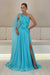 One-Shoulder Sleeveless Chiffon Evening Dresses Long with Side Slit - Prom Dresses