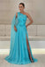 One-Shoulder Sleeveless Chiffon Evening Dresses Long with Side Slit - Prom Dresses