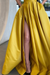 One Shoulder Yellow Satin Long Prom Dresses with High Slit, Long Yellow Formal Graduation Evening Dresses 