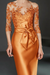 Orange Bateau 3/4 Long Sleeves Satin Mother of the Bride Dresses with Lace - Prom Dresses