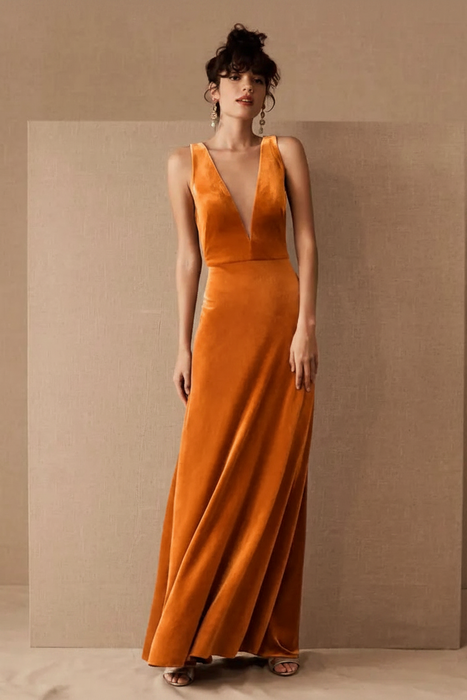 Velour Dress - Amber Orange