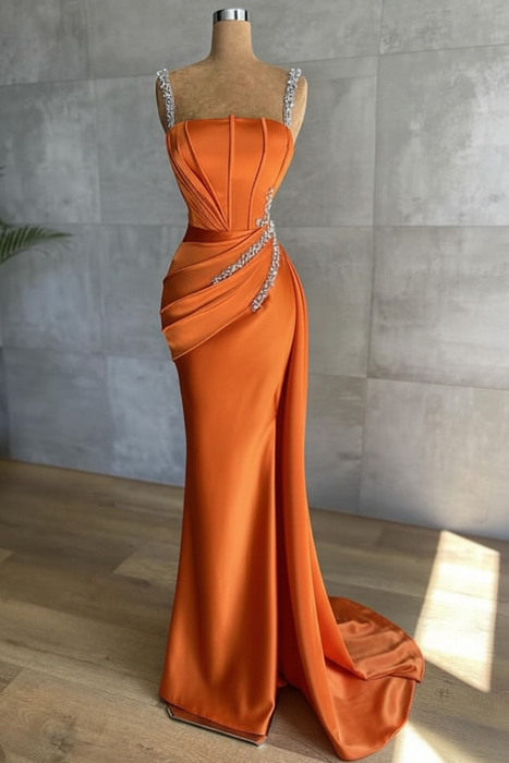 Orange glitter evening dresses floor-length Prom Dress - Prom Dresses