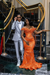 Orange Luxury Off-the-Shoulder Sequins Prom Dress Mermaid Beadings Evening Gown with Tassels