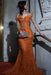 Strapless Beadings Mermaid Prom Dress Orange with Tassels
