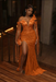 Orange Sequins Prom Dress Asymmetric Mermaid Evening Gown with Tassels