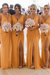 Orange Simple V Neck Sleeveless Sheath Pleated Chiffon Bridesmaid Dress with Split