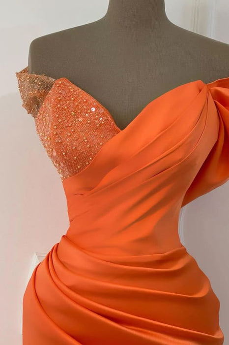 Orange Sweetheart Off-the-Shoulder Mermaid Sequins Evening Dress Online
