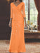 V-Neck 3/4 Sleeve Floor-Length Sequined Mother of the Bride Sheath Dress