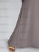 Detail of wide palazzo trouser hem in mauve grey chiffon