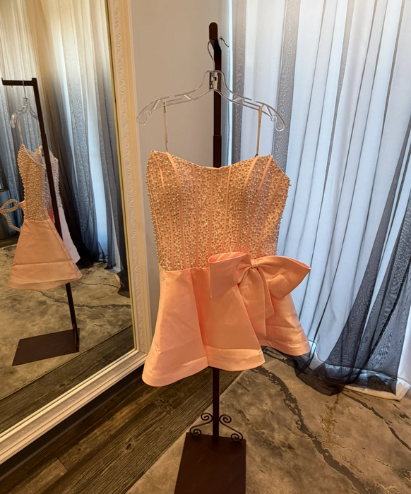 Pearl Corset Bow A-Line Homecoming Dress
