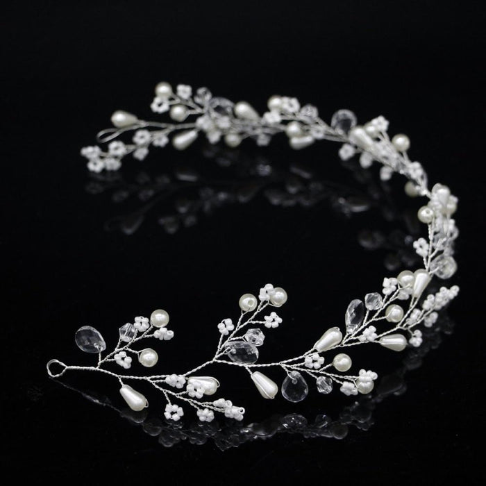 New Fashion Pearl Flower Handmade Womens Tiaras | Bridelily - silver - tiaras