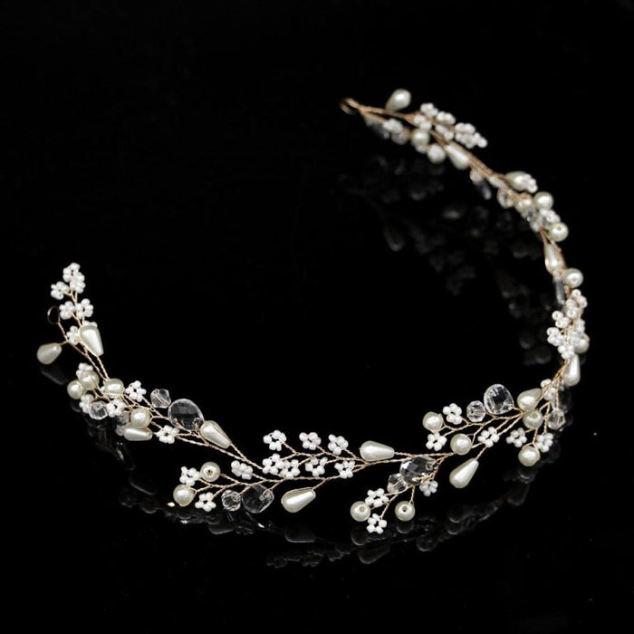 New Fashion Pearl Flower Handmade Womens Tiaras | Bridelily - tiaras