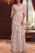 Pearl Pink Chiffon Mother of the Bride Dress Flutter Sleeves with Cascading Ruffles