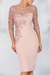 Pearl Pink Jewel Neck Column Floral Lace Mother of the bride Dresses Half Sleeves - Prom Dresses