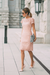 Pearl Pink Lace Formal Dresses Knee Length Mother of the Bride Dress Cap Sleeves