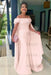Pearl Pink Off-The-Shoulder Mermaid Chiffon Wedding Guest Dresses Long with Appliques - Prom Dresses