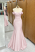 Pearl Pink Off-the-shoulder Sweetheart Sleeveless Long Mermaid Prom Dress - Prom Dresses