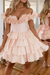 Pearl Pink Off-the-Shoulder Satin Corset Graduation Dress Short Cocktail Dress