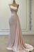 Pearl pink one-shoulder satin wedding dress