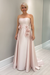 Pearl Pink Satin Mother of the Bride Dress Strapless with Flowers - Prom Dresses
