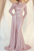 Pearl Pink Sequins Long Sleeves High Collar Mermaid Prom Dress with Ruffle