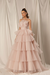 Pearl Pink Strapless Mermaid Evening Gown with Layers and Sleeveless Design
