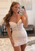 Pearl Pink Strapless Beaded Short Lace Prom Dresses Sweetheart Tight Homecoming Dresses