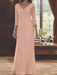 V-Neck 3/4 Sleeve Floor-Length Sequined Mother of the Bride Sheath Dress