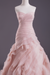 Pink A-line Strapless Sweetheart Neck Tiered Sweep Wedding Gown 