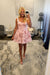 Pink Floral Corset Homecoming Dress with Tiered Ruffle Skirt