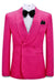 Victor Hot Pink Jacquard Shawl Lapel Double Breasted Close Fitting Wedding Suits
