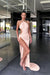 Pink Halter Sleeveless Mermaid Prom Dress with Long Split