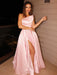 Pink Long Prom Dress with Split and Pockets