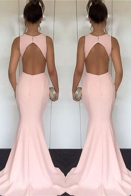 Pink Mermaid Long Evening Dress