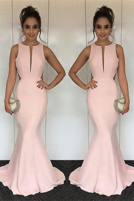 Pink Mermaid Long Evening Dress