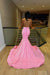 Glitter Sequins Pink Prom Dress Mermaid with Appliques