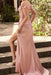Pink Off-The-Shoulder Mermaid Prom Dress with Applique Split Beadings