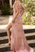 Pink Off-The-Shoulder Mermaid Prom Dress with Applique Split Beadings