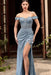 Pink Off-The-Shoulder Mermaid Prom Dress with Applique Split Beadings