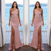 Pink One-Shoulder Prom Dress with Pleated Split