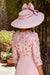 Floral Round Neck Satin Midi Mother Of The Bride Dress with Sleeves