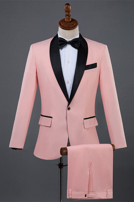 Fashion Peaked Lapel Two-Pieces Wedding Morning Suit - Braden Pink main image 1