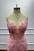 Pink Spaghetti Straps Lace Mermaid Prom Dress with Appliques - Prom Dresses