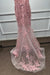 Pink Spaghetti Straps Lace Mermaid Prom Dress with Appliques - Prom Dresses