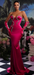 Pink Strapless Mermaid Prom Dress Long with Gloves