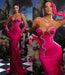 Pink Strapless Mermaid Prom Dress Long with Gloves