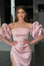 Pink Strapless Mermaid Prom Dress with Long Split and Detachable Sleeves